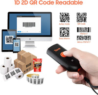 Tera Mini 1D 2D QR Wireless Barcode Scanner, Waterproof Shockproof Pocket Scanner, 3-in-1 BT & USB Wired & 2.4G Bar Code Reader Portable Image Scanner Work with iOS, Windows, Android 1100D