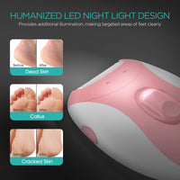 VOGOE Electric Foot File Hard Skin Remover Professional, Pedicure Set Rechargeable Callus Remover for Feet, Foot Scraper LED Light with 3 Rollers and 2 Speeds for Cracked Heel & Dead Skin CR310 Pink