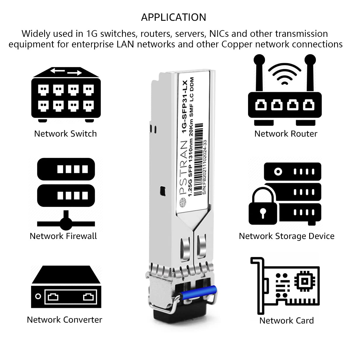 1.25G SFP LX for Netgear AGM732F Ubiquiti UF-SM-1G 1000Base-LX/LH Single-Mode Mini GBIC 1310nm SMF 10km/20km LC DOM Transceiver Module