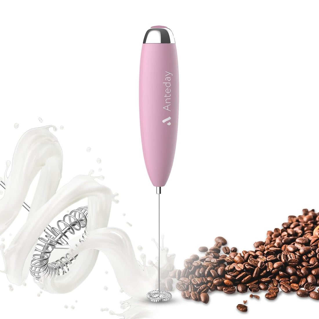 Frother for Coffee, Frother Handheld, Milk Frother, Upgraded Matcha Whisk Drink Mixer Electric Mini Whisk Hand Frother Mini Foamer Coffee Mixer for Lattes Cappuccino Frappe Matcha Hot Chocolate, Pink