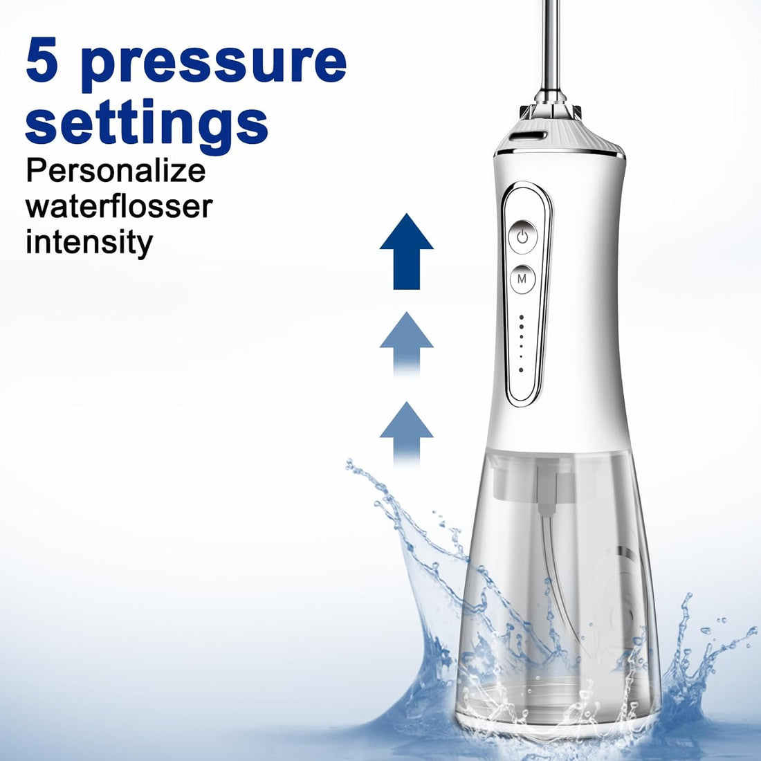 Water Dental Flosser Cordless for Teeth - AFROG 5 Modes Dental Oral Irrigator, Portable and Rechargeable IPX7 Waterproof Powerful Battery Life Water Teeth Cleaner Picks for Home Travel White