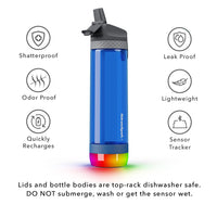 HidrateSpark PRO Smart Water Bottle Tritan Plastic, Tracks Water Intake & Glows to Remind You to Stay Hydrated - Straw Lid - Deep Blue