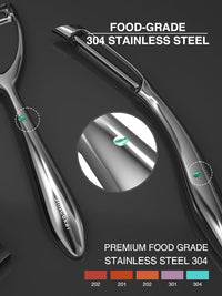 Premium Vegetable Peeler Stainless Steel,Simcoker Potato Peelers for Kitchen, Apple Peelers 304 Stainless Steel, Ultra Sharp Serrated Blade, Ergonomic Non-Slip Handle(Y+I Peeler)