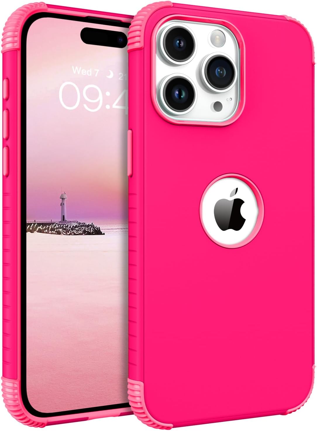 BENTOBEN for iPhone 15 Pro Max Case, Heavy Duty 2 in 1 Full Body Rugged Shockproof Protection Hybrid Hard PC Bumper Drop Protective Girls Women Men Covers for iPhone 15 Pro Max 6.7" 2023, Hot Pink