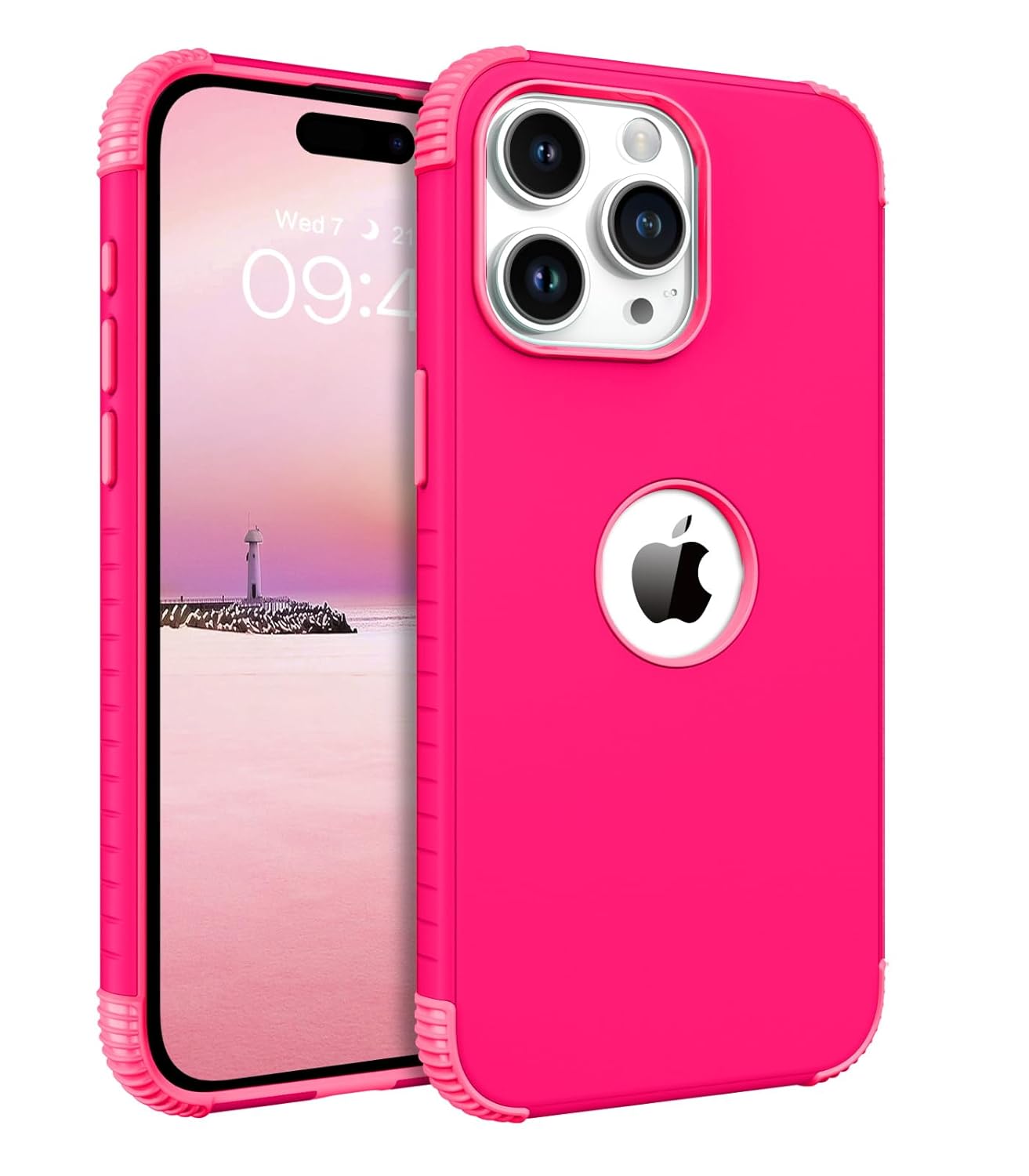 BENTOBEN for iPhone 15 Pro Max Case, Heavy Duty 2 in 1 Full Body Rugged Shockproof Protection Hybrid Hard PC Bumper Drop Protective Girls Women Men Covers for iPhone 15 Pro Max 6.7" 2023, Hot Pink