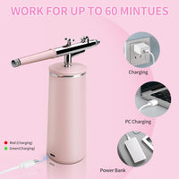 Daakro Airbrush-Kit Rechargeable Cordless Airbrush Compressor - 36PSI Auto Handheld Airbrush Gun,Airbrush Set Portable Wireless Air Brush for Nail Art, Cake Decor, Makeup, Model Painting (Pink）