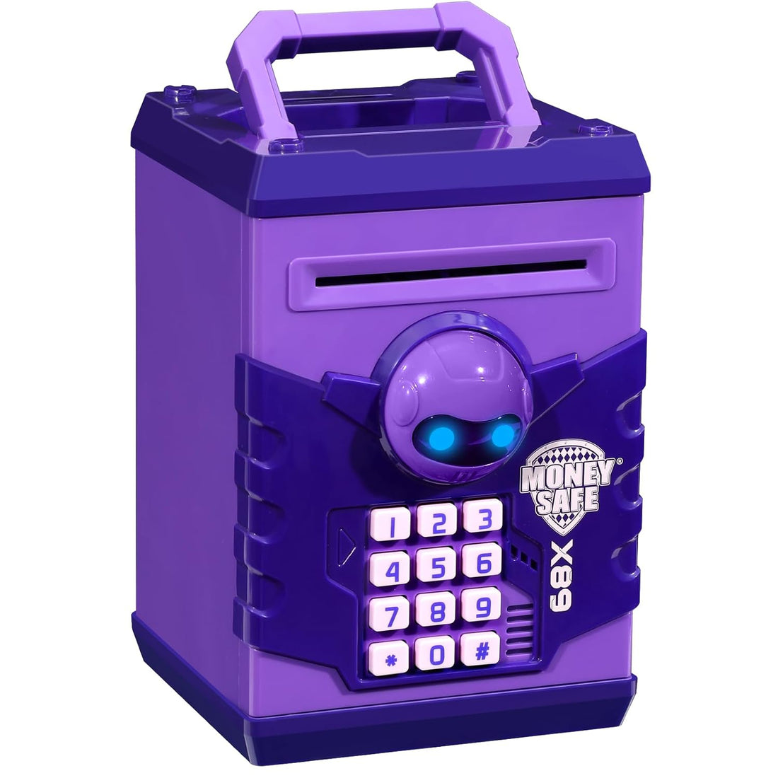 Setibre Piggy Bank, Electronic ATM Password Cash Coin Can Auto Scroll Paper Money Saving Box Toy Gift for Kids (Purple)