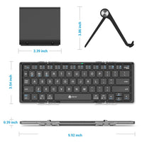 iClever Portable Folding Keyboard, Ultra Slim Pocket Size Bluetooth Keyboard Wireless with Carry Pouch, Aluminum Alloy Housing, Designed for iOS Android Windows Better Typing, Silver (BK03)