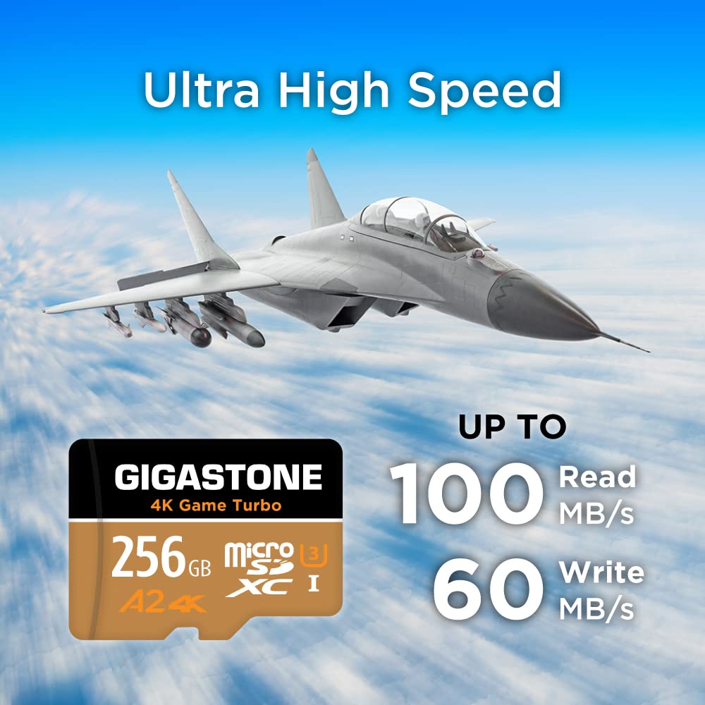Gigastone 256GB Game Turbo Micro SD Card, UHS-I U3 C10 Class 10 Nintendo Switch Compatible, 4K UHD Video 100MB/s, with [5-yrs Free Data Recovery]