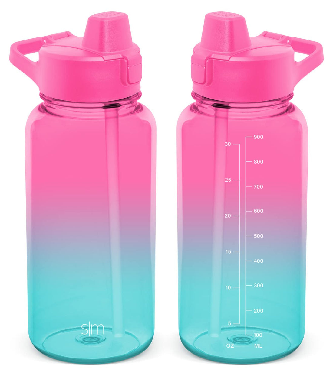 Simple Modern 32oz Water Bottle with Silicone Straw Lid & Motivational Measurement Markers | Reusable BPA-Free Tritan Plastic Lightweight Sports Bottles for Gym | Summit Collection | Sorbet