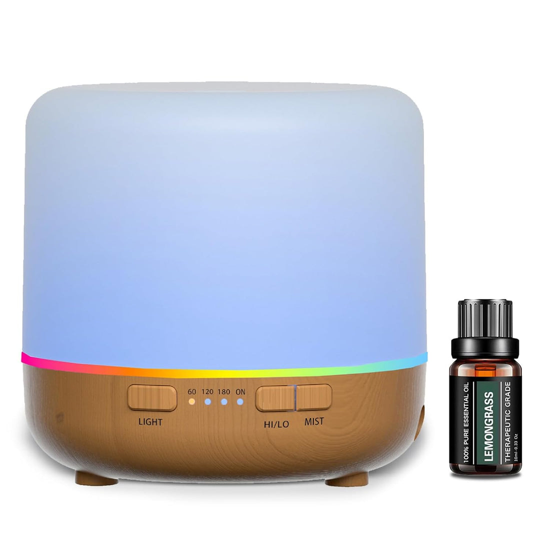 Small Diffusers 200ml Colorful Essential Oil Diffuser with Adjustable Mist Mode,Auto Off Aroma Diffuser for Bedroom/Office/Home (Yellow+Lemongrass)