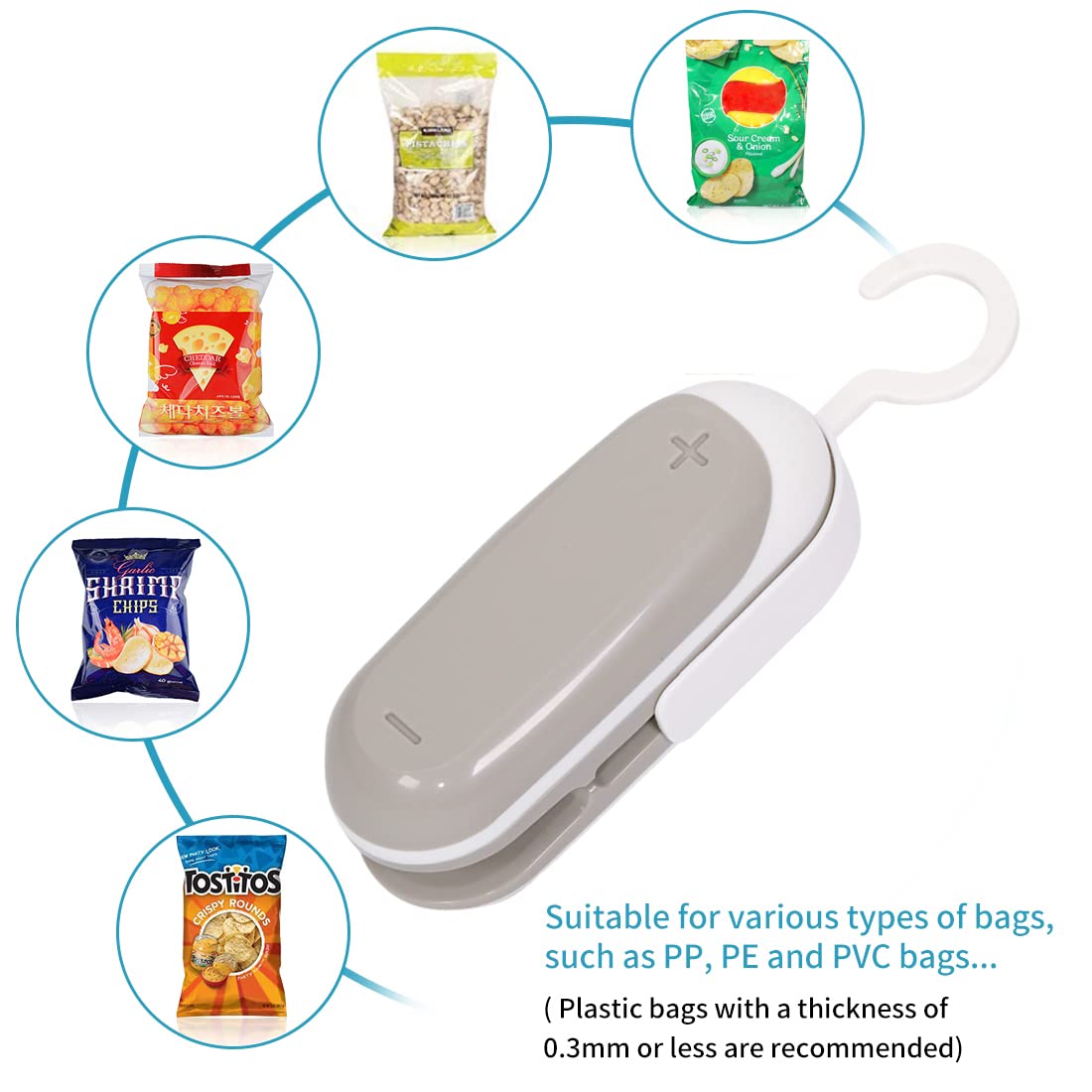 2PACK Mini Bag Sealer, Portable Heat Vacuum Sealers Plastic Sealer, 2 in 1 Heat Seal and Cutter Mini Food Sealer For Plastic Bags Food Storage