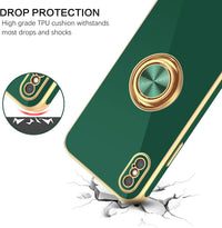 BENTOBEN iPhone Xs Case, Phone Case iPhone X, Slim Fit Sparkly Kickstand Ring Holder Design Shockproof Protection Soft TPU Bumper Drop Protective Girls Women Boys iPhone Xs/X 5.8" Cover, Green/Gold
