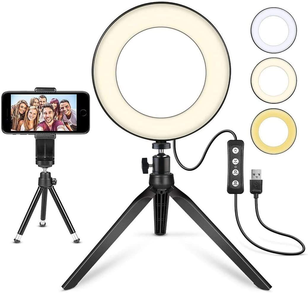 MACTREM LED Ring Light 6" with Tripod Stand for YouTube Video and Makeup