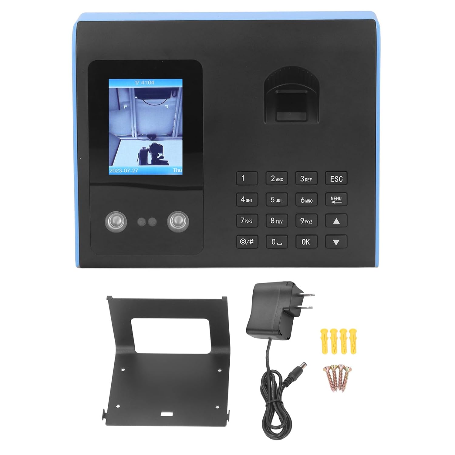 Time Attendance, Biometric 100‑240V Time Clock Machine for Office (US Plug)