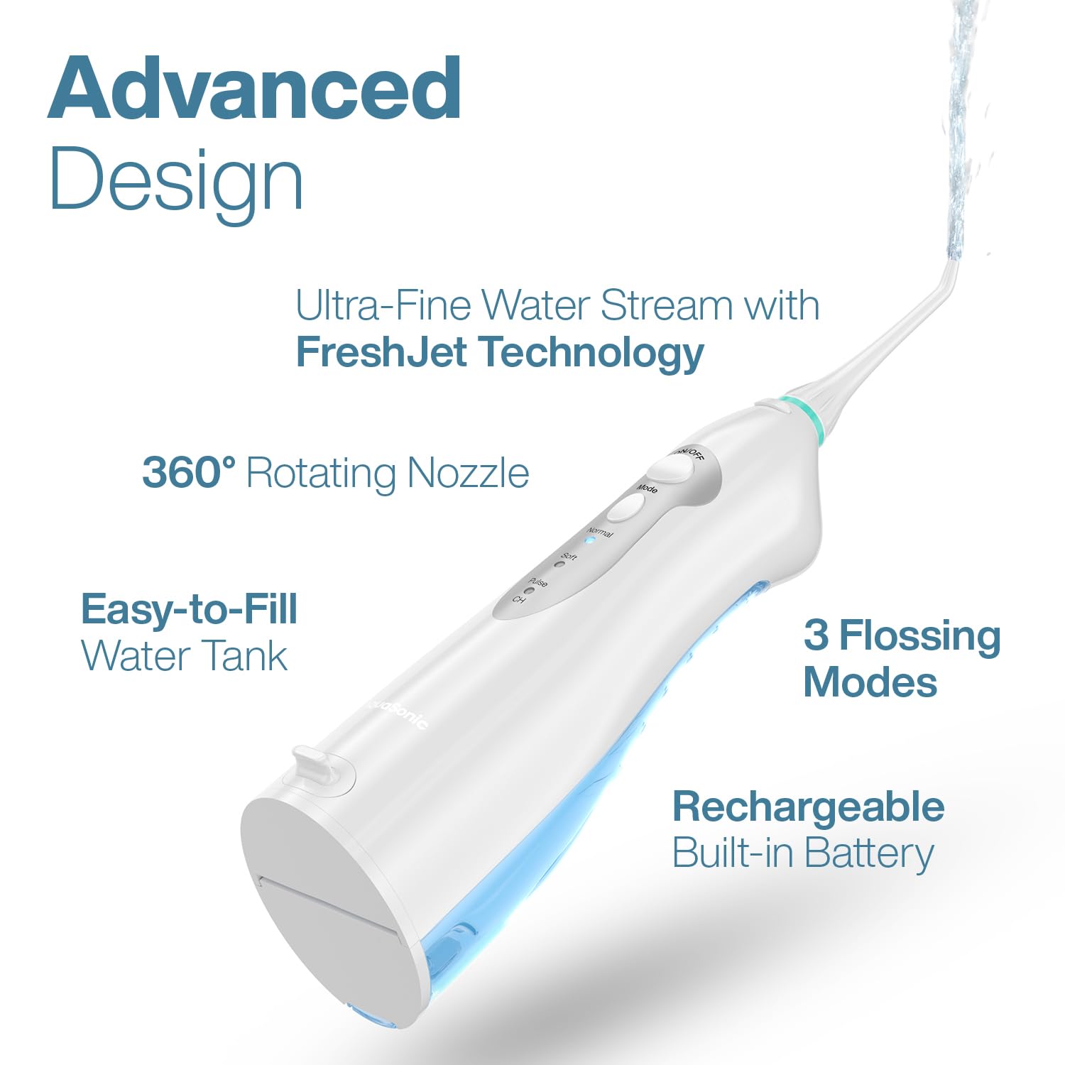 Aqua Flosser - Professional Rechargeable Oral Irrigator With 4 Tips And 4 Dental Tools - Water Flosser W/ 3 Modes - Portable Cordless - Ideal For Kids And Braces - Dentist Recommended - Fda Approved