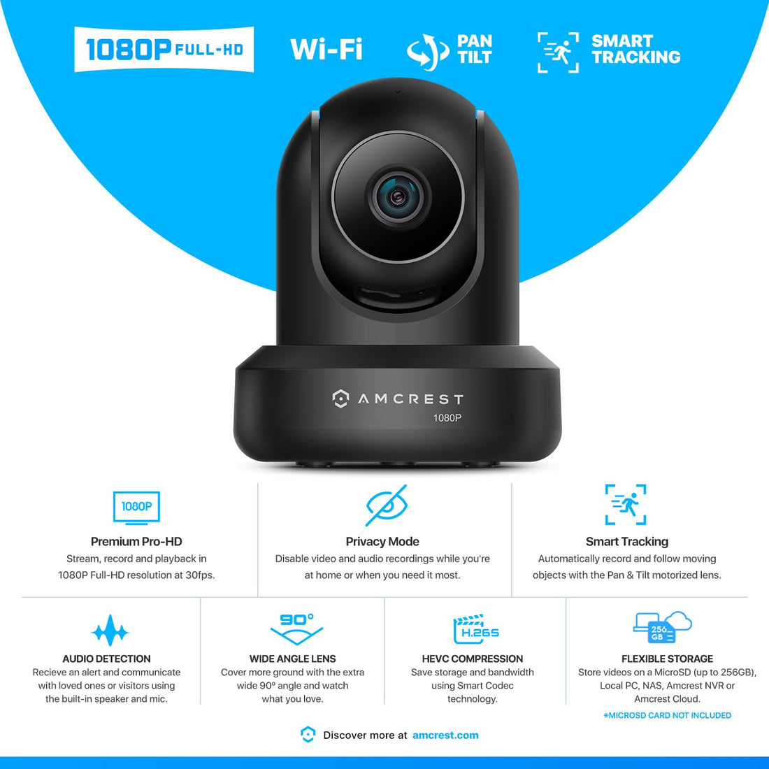 Amcrest IP2M-841 ProHD 1080P (1920TVL) Wireless WiFi IP Camera, Black