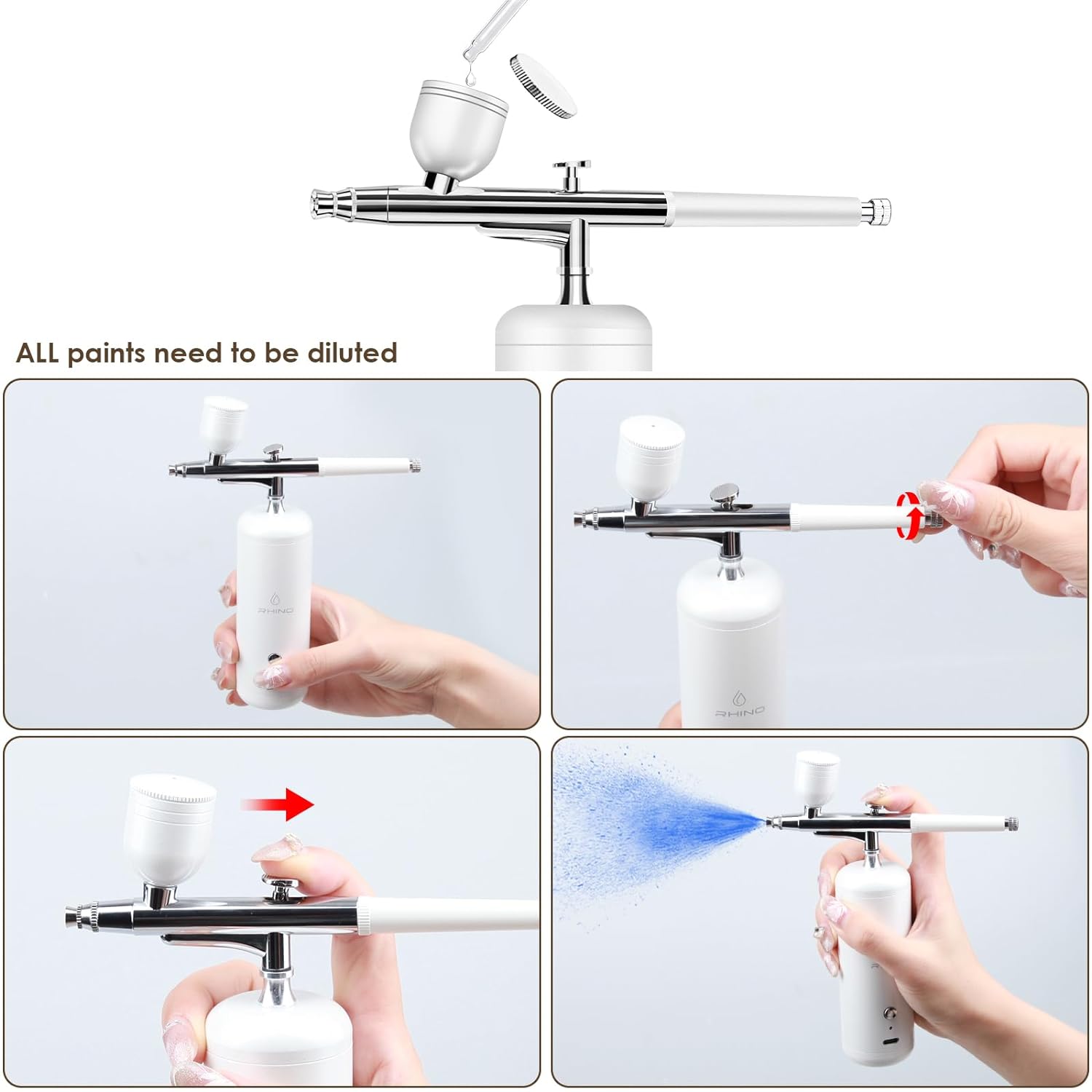 Rechargeable Cordless Airbrush kit with Compressor - Portable Handheld Auto Airbrush Gun Set for Makeup Painting Cake Decor Nail Art Barbers Model Coloring
