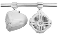 Pair Rockville RWB70W White 6.5" 250w Marine Wakeboard 360° Swivel Tower Speakers