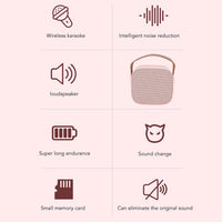 Jeanoko Mini Karaoke Machine, HD Stereo Sound Kids Portable Bluetooth Speaker Machine Stable Transfer Long Battery Life Instant Pairing for Speech(Pink)
