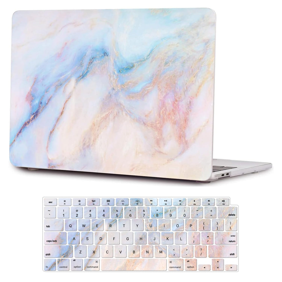 SaharaCase - Apple MacBook Air 13" M1 Chip Laptops Hybrid-Flex Arts Case with Silicon KeyPad Cover - Sleek Hard Shell, Snap-On, Anti-Slip Grip (Blue Marble)