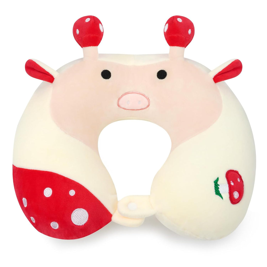 Zcstioxl Cute Kids Travel Pillow, Airplane Neck Pillows for Traveling, Animal Flight Pillow, Memory Foam Travel Pillow for Airplanes Pillow Gifts for Girls Boys Adults- Mushroom Cow