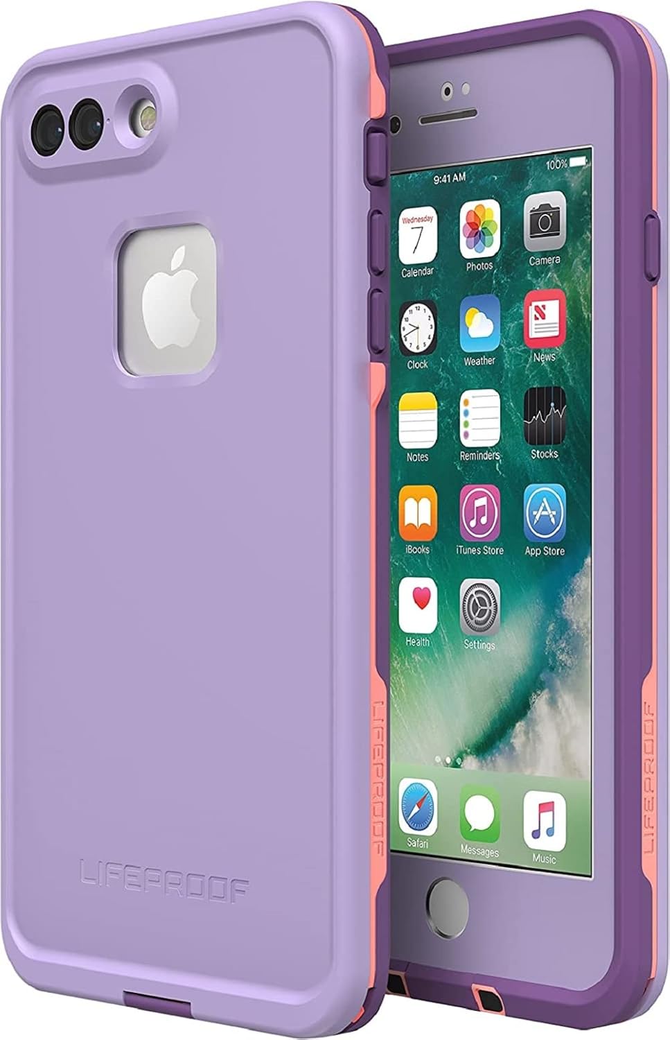 LifeProof FRĒ Series Waterproof Case for iPhone 8 Plus & iPhone 7 Plus (Only) - Non-Retail Packaging - Chakra (Rose/Fusion Coral/Royal Lilac)