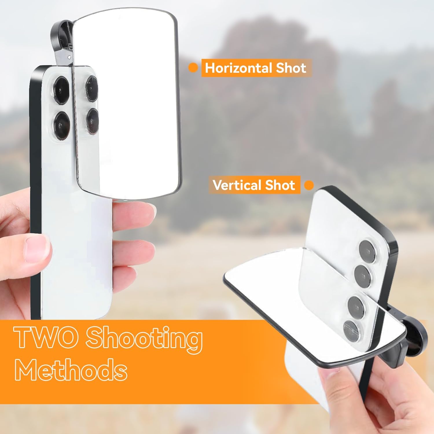 OneNine 2 Pcs Smartphone Camera Mirror Reflection Clip Kit, 2023 (White+Black) Adjustable Phone Camera Mirror Reflection Clip Kit, Mirror Reflection Clip Kit, Mirror Reflection for Phone Camera