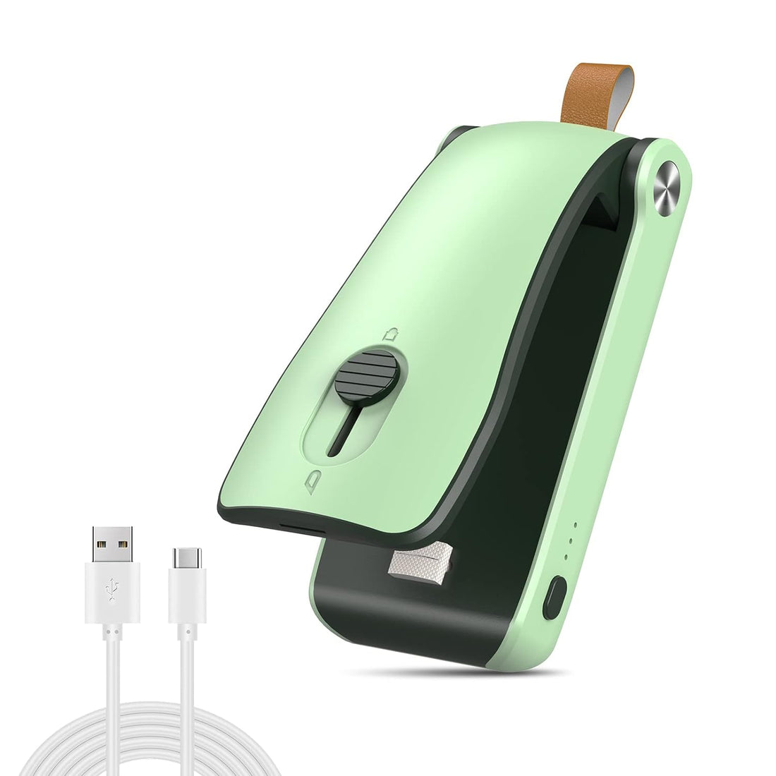 KeeKit Mini Bag Sealer, Rechargeable 2 in 1 Heat Sealer and Cutter, Portable Handheld Bag Heat Vacuum Sealers for Plastic Bags, Food Storage, Snack Fresh Bag - Green