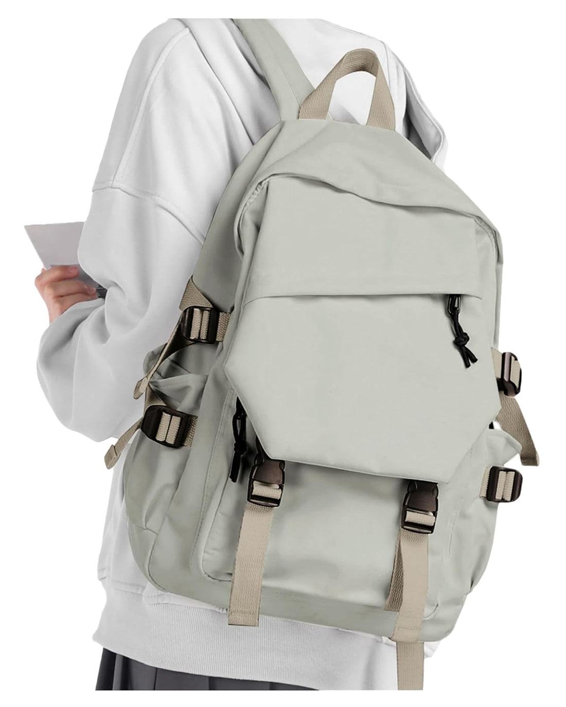 coofay Casual Backpack School Backpack, A-grey Green