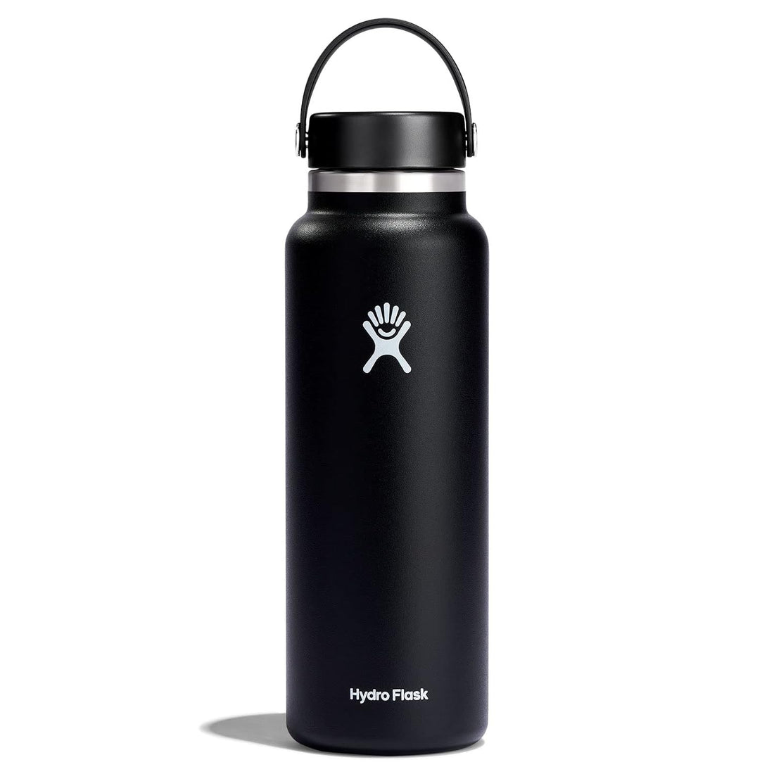 Hydro Flask Water Bottle - Stainless Steel & Vacuum Insulated - Wide Mouth 2.0 with Leak Proof Flex Cap - 40 oz, Black
