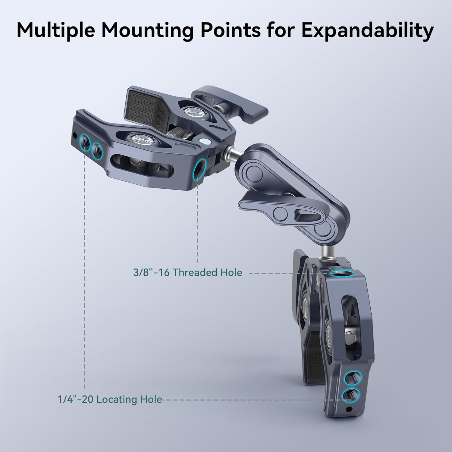 SmallRig Double Clamp Mount, Umbrella Clamp, Super Clamp Arm, for Chair, Pole, Tripod, C Stand, Handlebar, All Metal Max Load Capacity 3.5kg - 4103