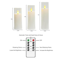 Obrldpao Decorative Flameless Candles with Remote,Led Pillar Candles Pack of 9 (D2.2 xH 5" 6" 7") Moving Flame,Battery Operated LED Pillar Candles(White)