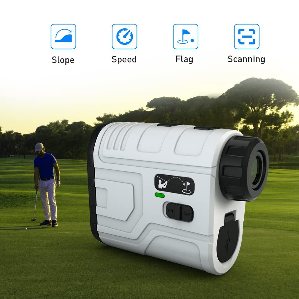 Laser Golf/Hunting Range Finder, 7X Magnification 650/1000 Yards Laser Rangefinder, Accurate, Slope Function, Pin-Seeker & Flag-Lock & Vibration (White)…