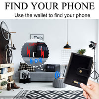 Anti-Lost Bluetooth Wallet Tracker Finder Slim Trifold Cowhide Trackerable Mens Leather Wallet with GPS Position Locator Gift Zipper Coin Pocket