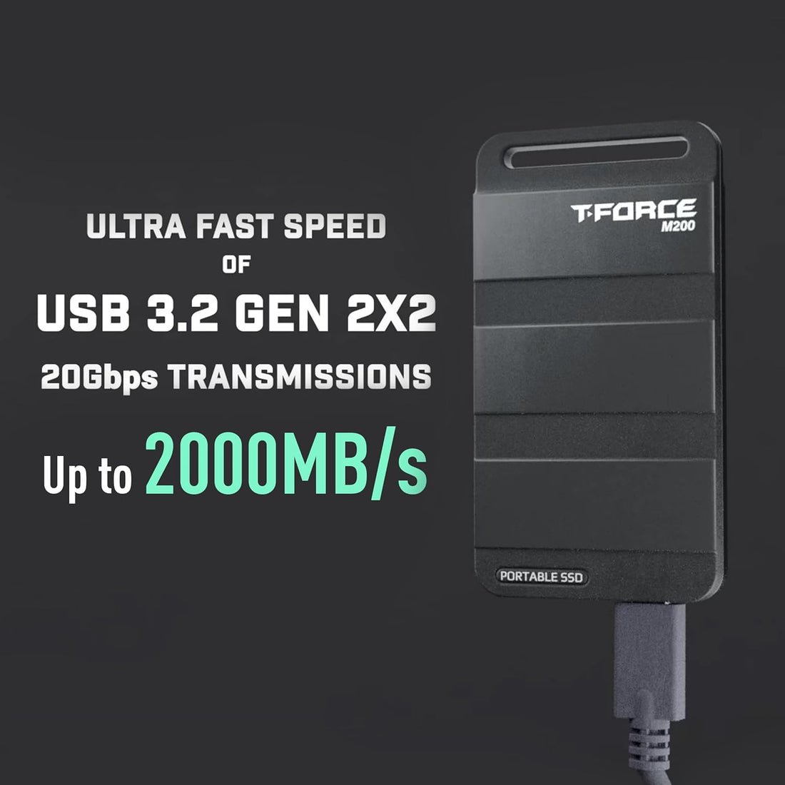 TEAMGROUP T-Force M200 Portable SSD 4TB USB3.2 Gen2x2 Type-C Read/Write 2000MB/s Compatible with PS5 & Xbox & Chrome OS (T8FED9004T0C102)