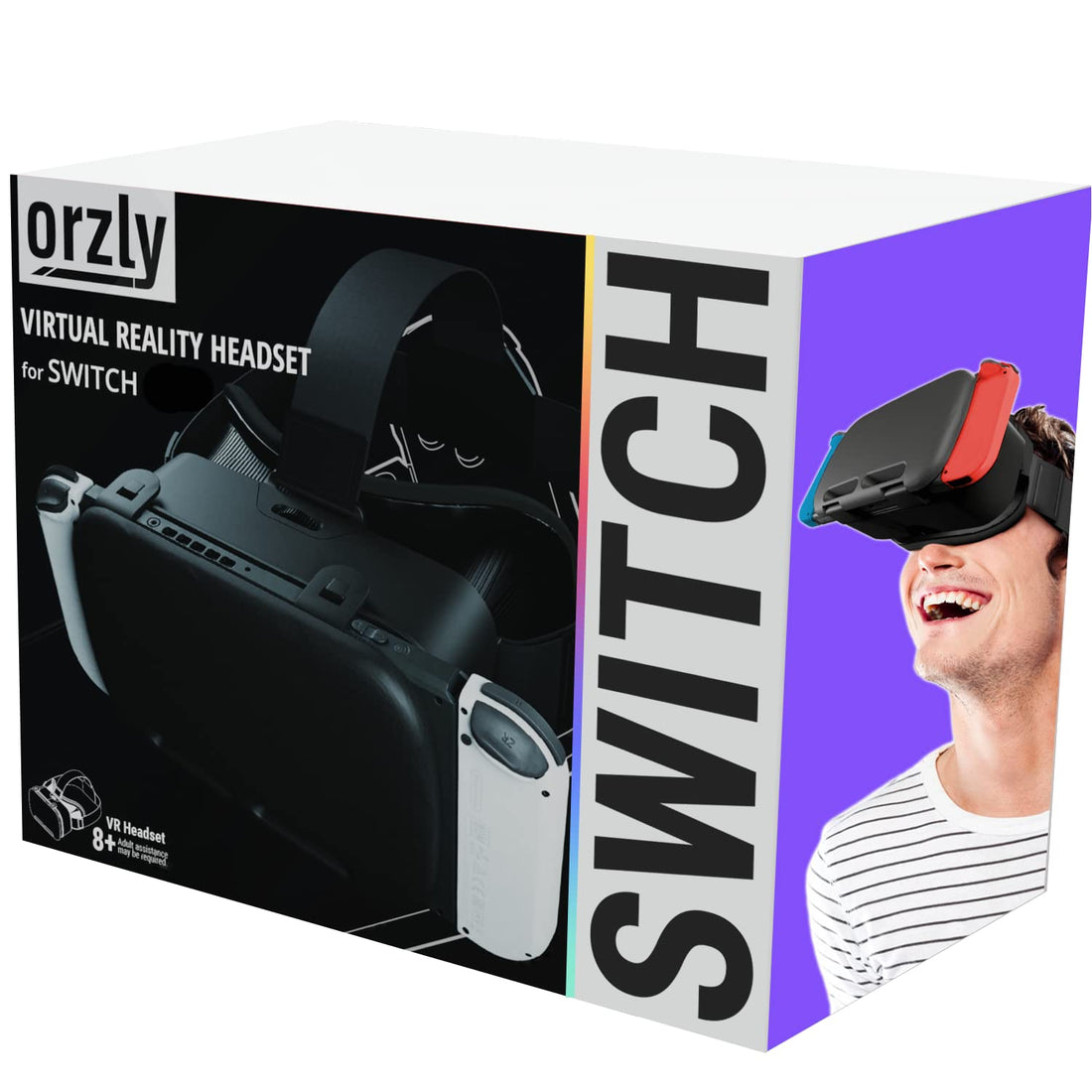 Orzly VR Headset Designed for Nintendo Switch & Switch OLED Console with Adjustable Lens for a Virtual Reality Gaming Experience and for Labo VR - Black - Gift Boxed Edition