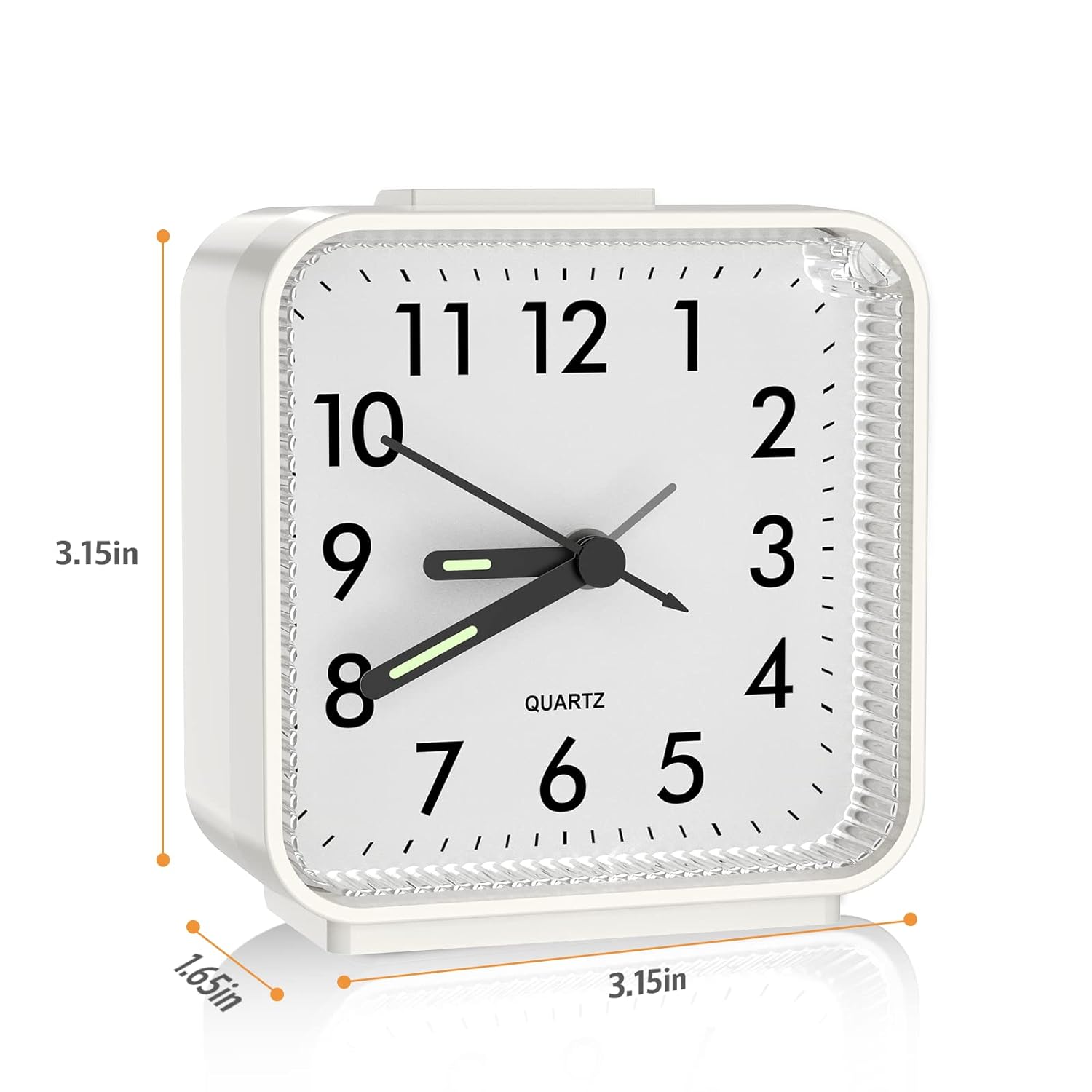 JXTZ Analog Alarm Clock, Bedside Clocks Battery Powered, Silent Non Ticking Travel Clock with Night Light, Snooze, Easy Set, Clock for Heavy Sleepers Kids Elder Travel Bedroom Office Gifts -White