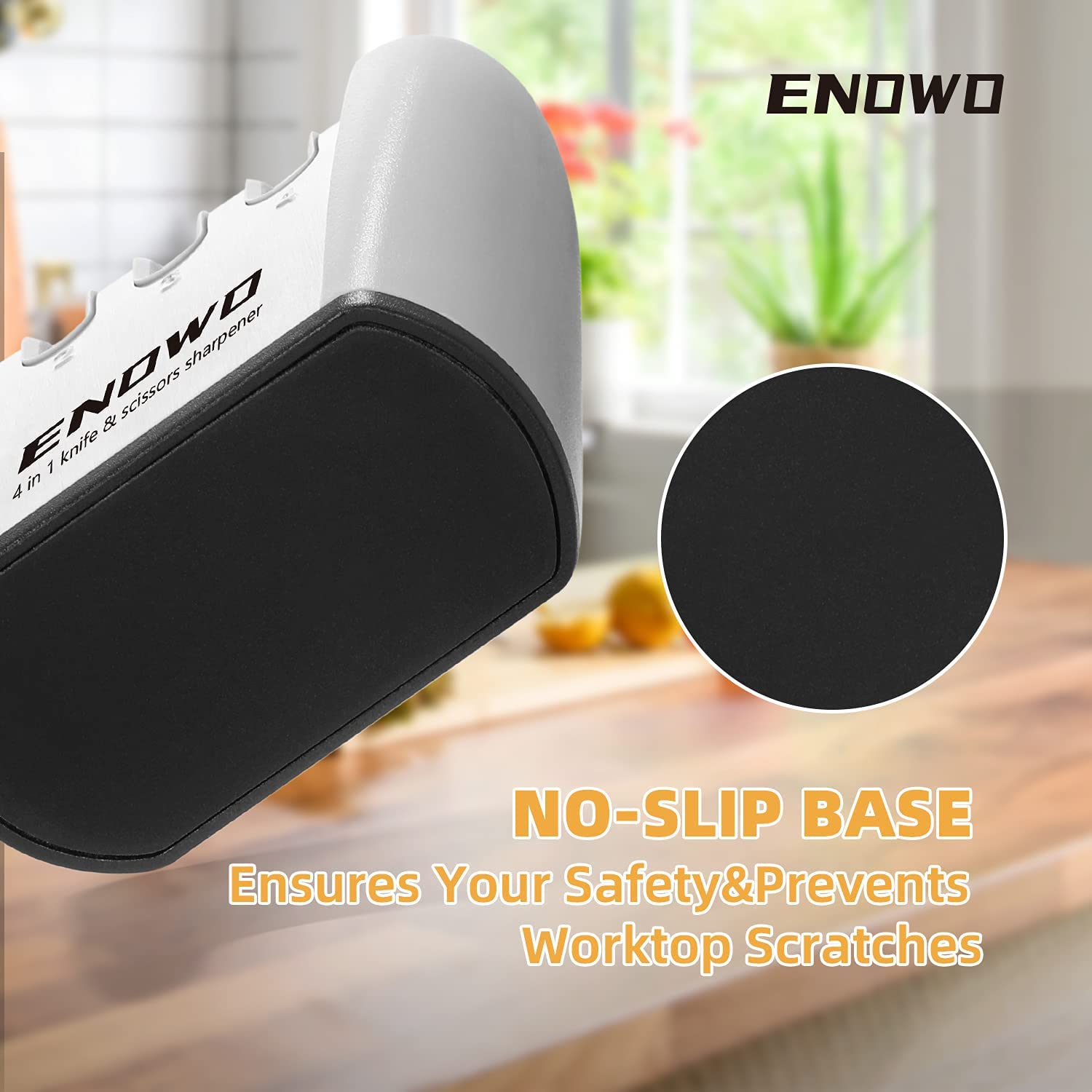 enowo Premium Knife Sharpeners,4 Stage Kitchen Knives Sharpener Helps Repair,Restore & Polish Straight-Edge Dull Knives & Sharpen Scissors Quickly and Safely,Easy to Use Blade Sharpener