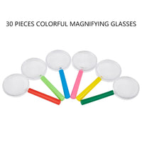 Magnifying Glass Kids 30 Pieces Plastic Magnifier Colorful Mini Hand Lens for Science Class, Outdoor Observation, Fun Toys, Detective Party Favors IRCHLYN (6 Colors)