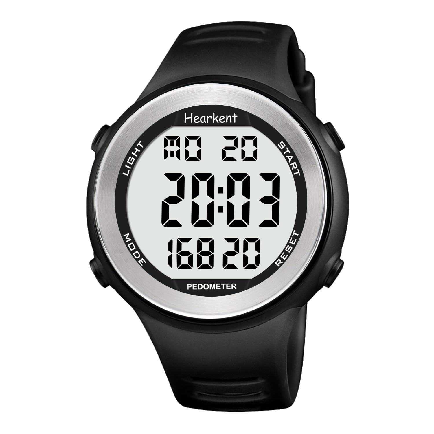 Hearkent Pedometer Watch for Senior Non Bluetooth No App Required with Step Counter Calories and Large Numbers Bright Backlight (Black)