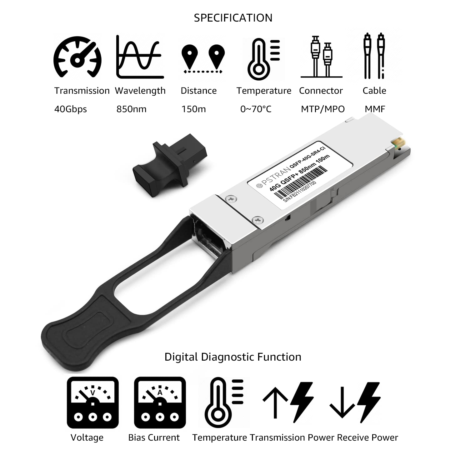 OPSTRAN 40GBASE-SR4 QSFP+ Optical Transceiver Module Compatible for Cisco QSFP-40G-SR4 Meraki MA-QSFP-40G-SR 40G QSFP+ SR4 850nm 150m DDM MTP/MPO-12 MMF