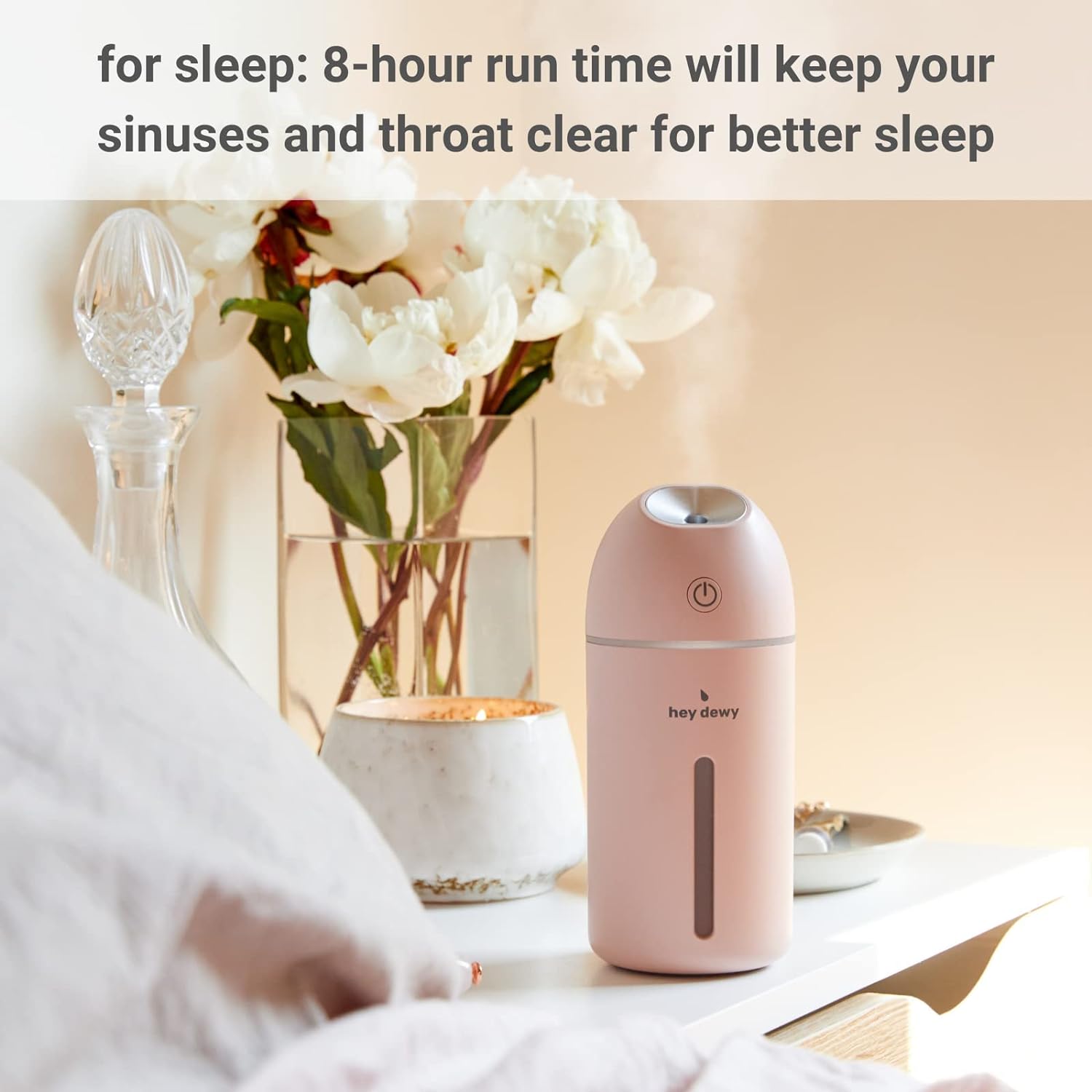 Hey Dewy Wireless, Rechargeable, Self-Care, Skin-Nourishing, Facial Cool Mist Humidifier (Pearl)
