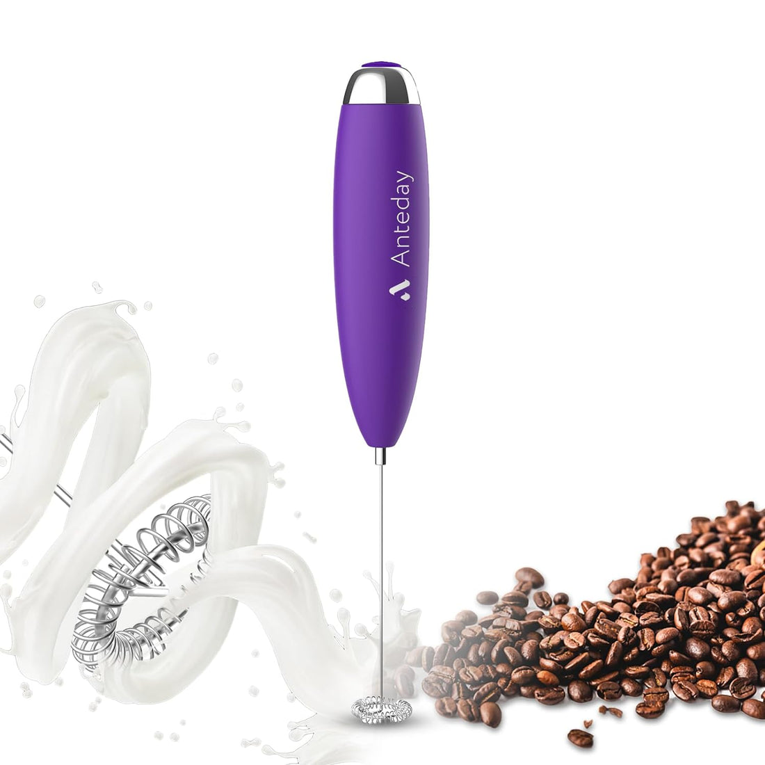 Frother for Coffee, Frother Handheld, Milk Frother, Upgraded Matcha Whisk Drink Mixer Electric Mini Whisk Hand Frother Mini Foamer Coffee Mixer for Cappuccino Frappe Matcha Hot Chocolate, Violet