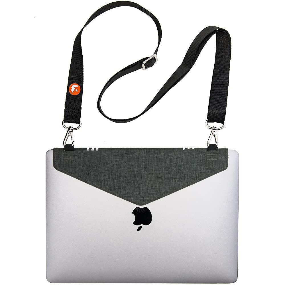 The Laptop Strap by Free Agent Outfitters - Work-in Laptop Carrying Case with Strap, Heather Gray, Small