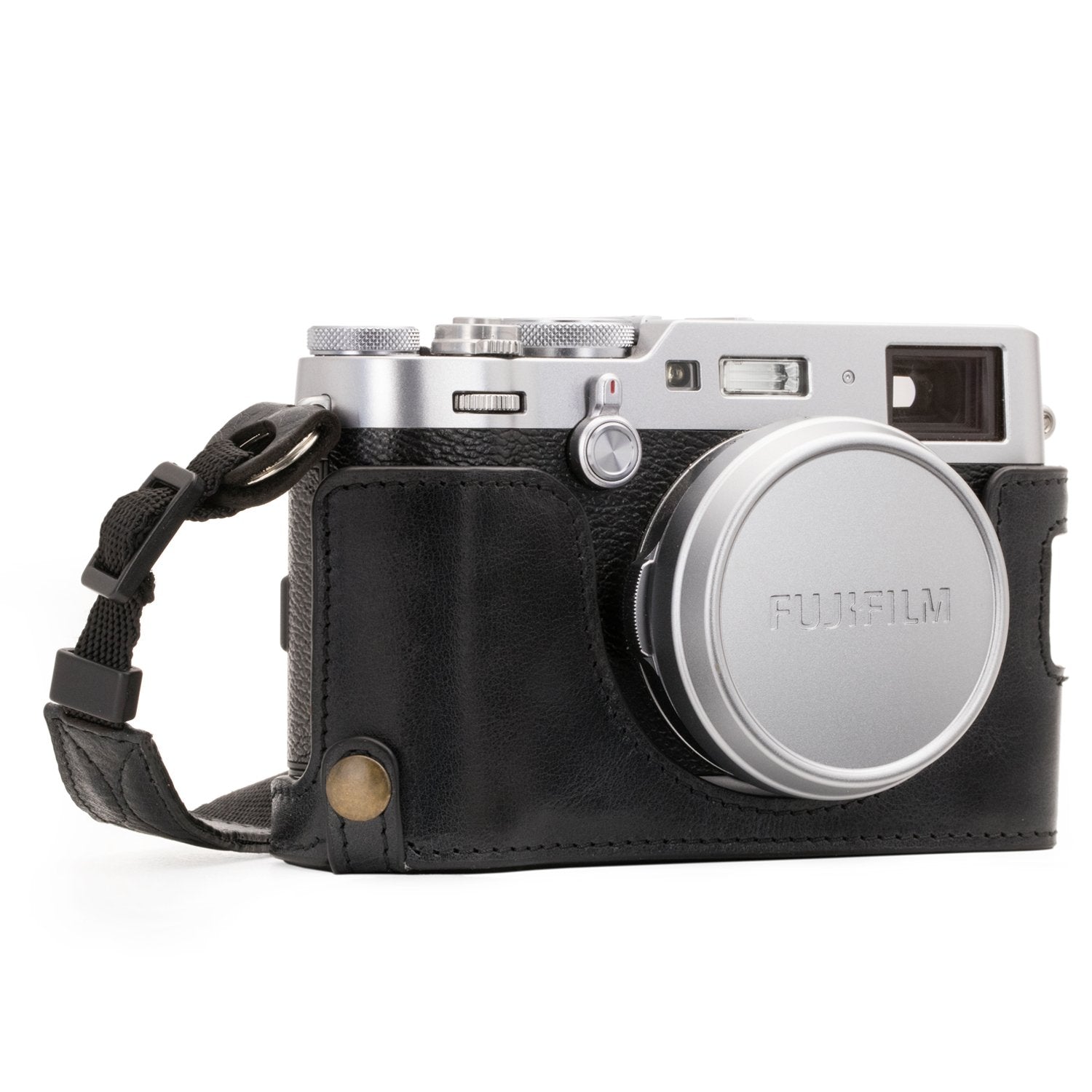 MegaGear "Ever Ready" Genuine Leather Camera Case for Fujifilm X100F - Half-Bottom Protective Cover - Durable Drop