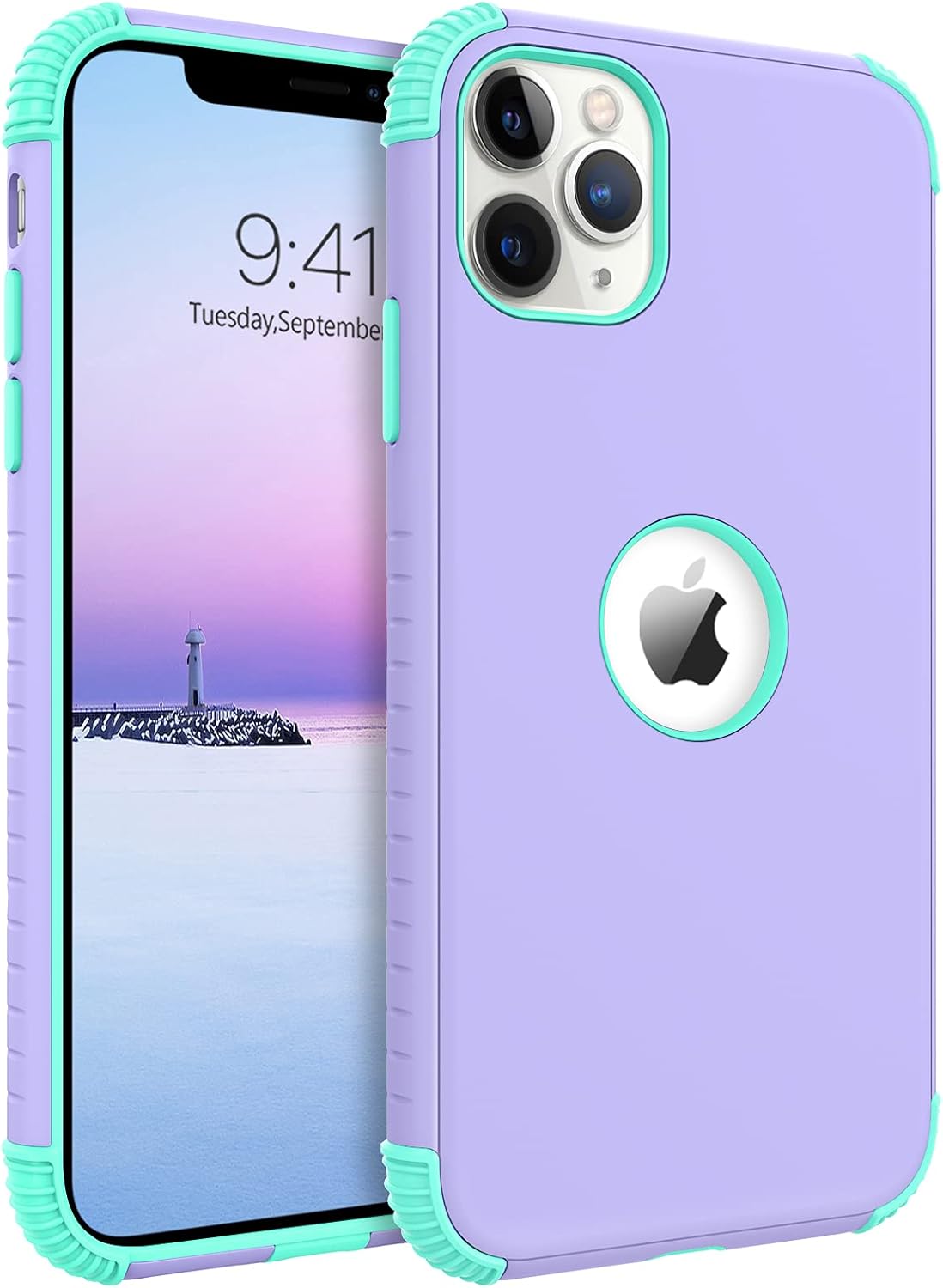 BENTOBEN iPhone 11 Pro Max Case, 2 in 1 Slim Fit Heavy Duty Rugged Hybrid Shockproof Soft TPU Bumper Hard PC Protective Girls Women Boy Men Case Cover for iPhone 11 Pro Max 6.5" 2019, Purple/Green