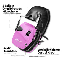 ZOHAN EM054 Electronic Shooting Ear Protection Noise Reduction Earmuff (Pink with EP01)