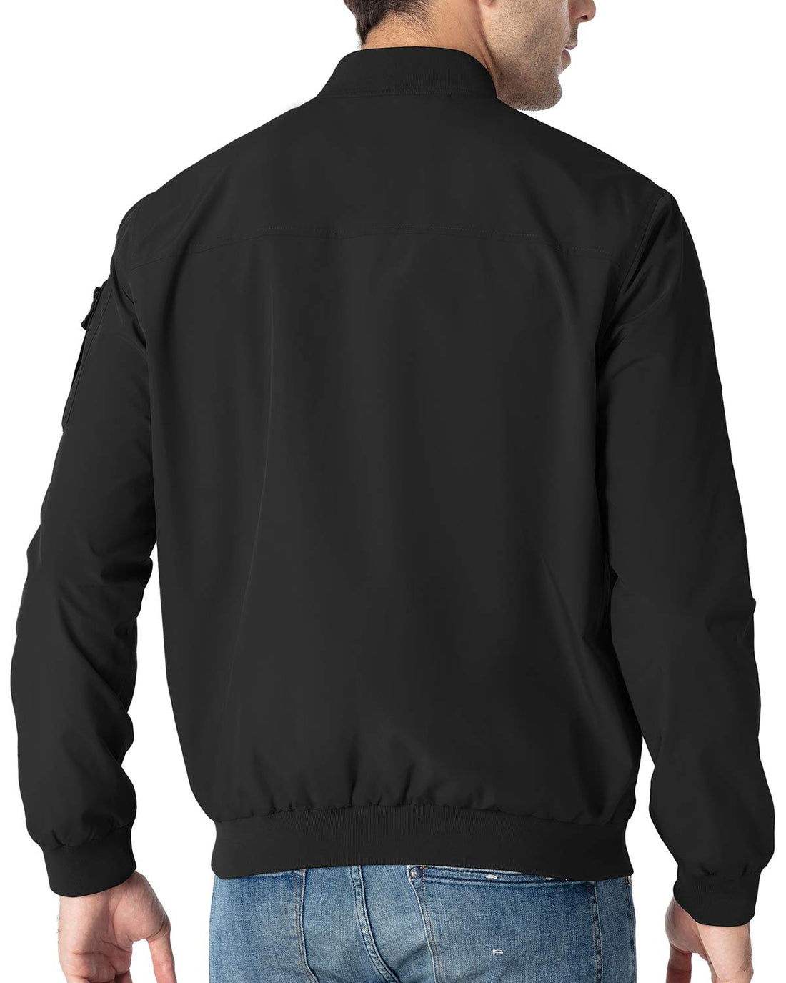 TBMPOY Men's Lightweight Running Jackets Windproof Breathable Windbreaker Winter Outdoor Coat with Pockets Black S