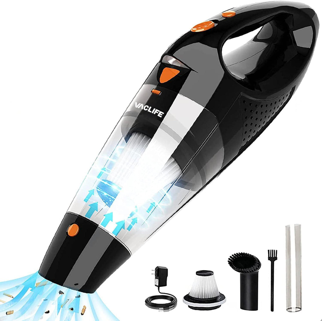 VacLife Handheld Vacuum, Car Vacuum Cleaner Cordless, Mini Portable Rechargeable Vacuum Cleaner with 2 Filters, Orange (VL188)